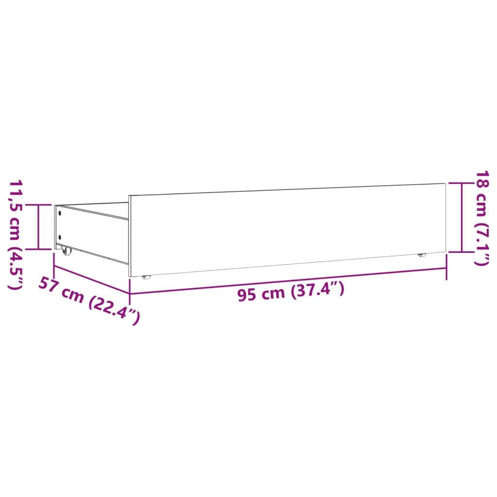 Cassetti per Letto 4pz Marrone Cera in Legno Massello di Pino 847167