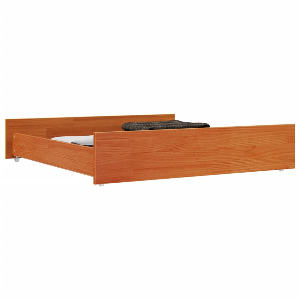 Cassetti per Letto 2pz Marrone Cera in Legno Massello di Pino 847170