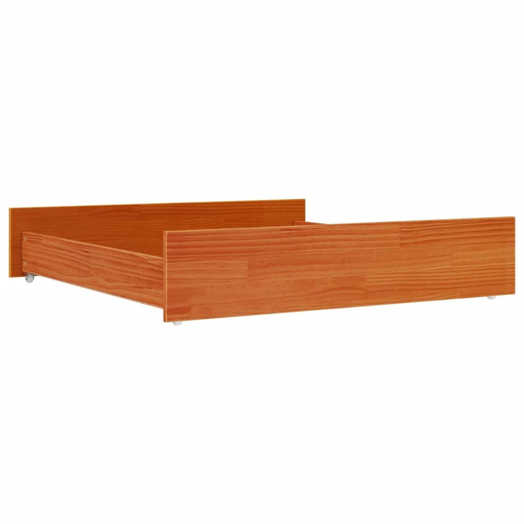 Cassetti per Letto 2pz Marrone Cera in Legno Massello di Pino 847170