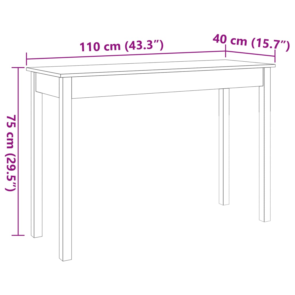 Tavolo Consolle Marrone Cera 110x40x75cm Legno Massello di Pino 847172