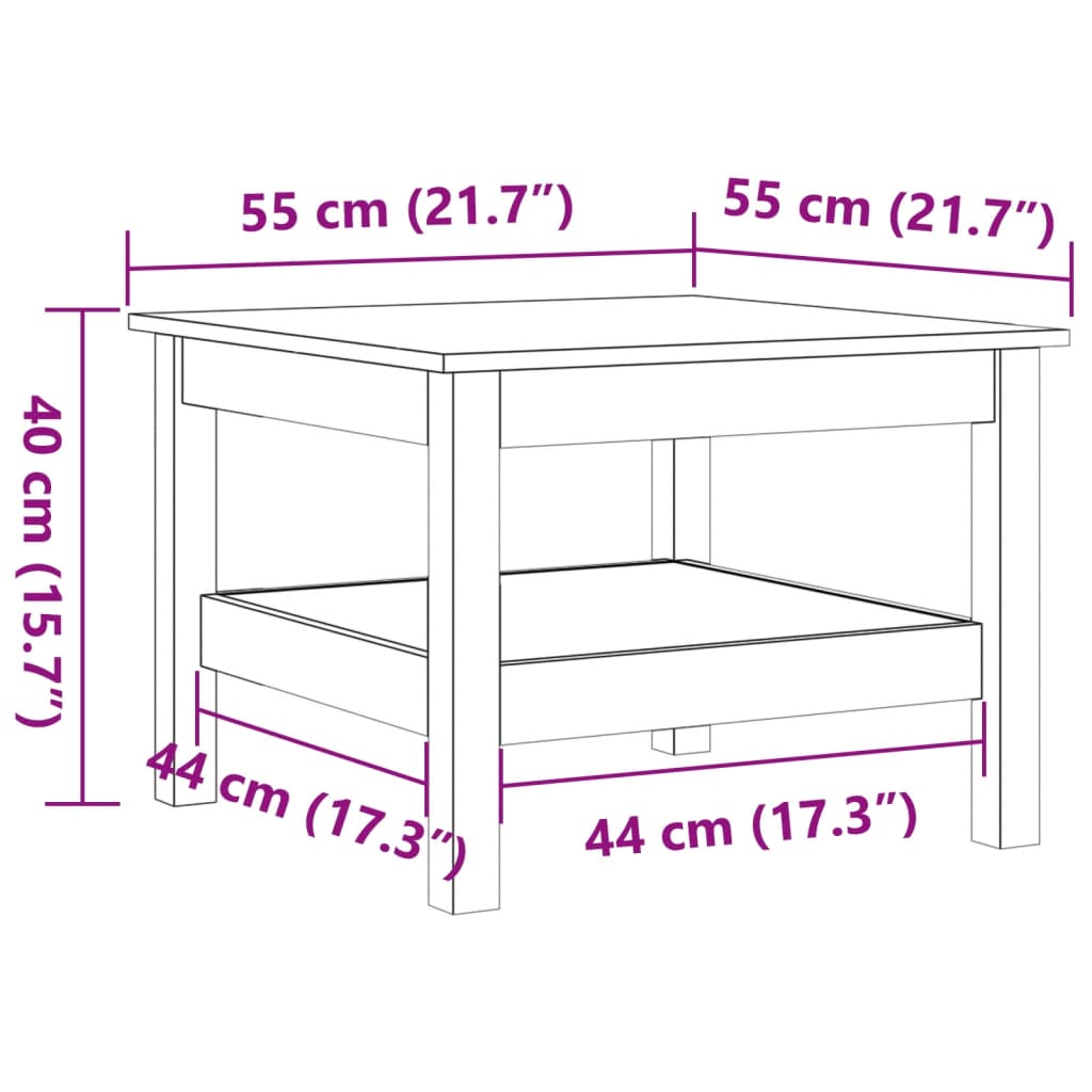 Tavolino da Salotto Marrone Cera 55x55x40cm Legno Massello Pino 847175