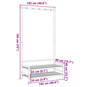 Appendiabiti con Ripiani 103x40x183 cm in Bambù 368032