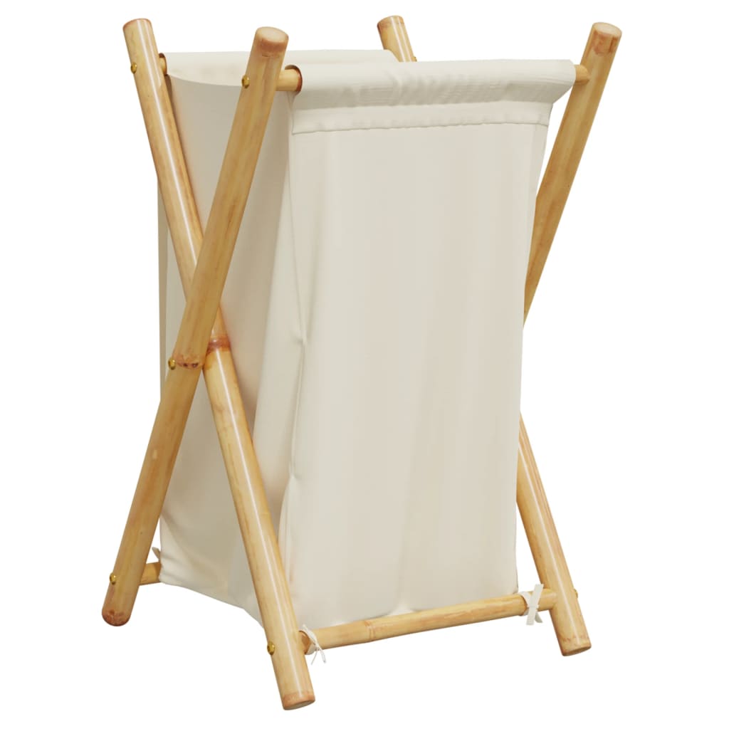 Cesto per Biancheria Bianco Crema 41,5x36x63,5 cm in Bambù 368034