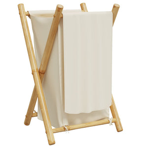 Cesto per Biancheria Bianco Crema 41,5x36x63,5 cm in Bambù 368034