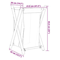 Cesto per Biancheria Bianco Crema 41,5x36x63,5 cm in Bambù 368034