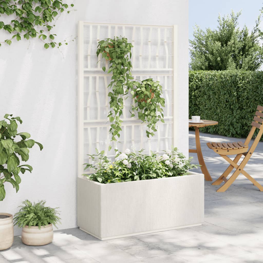 Fioriera da Giardino con Traliccio Bianco 80x36x140 cm PP 368779