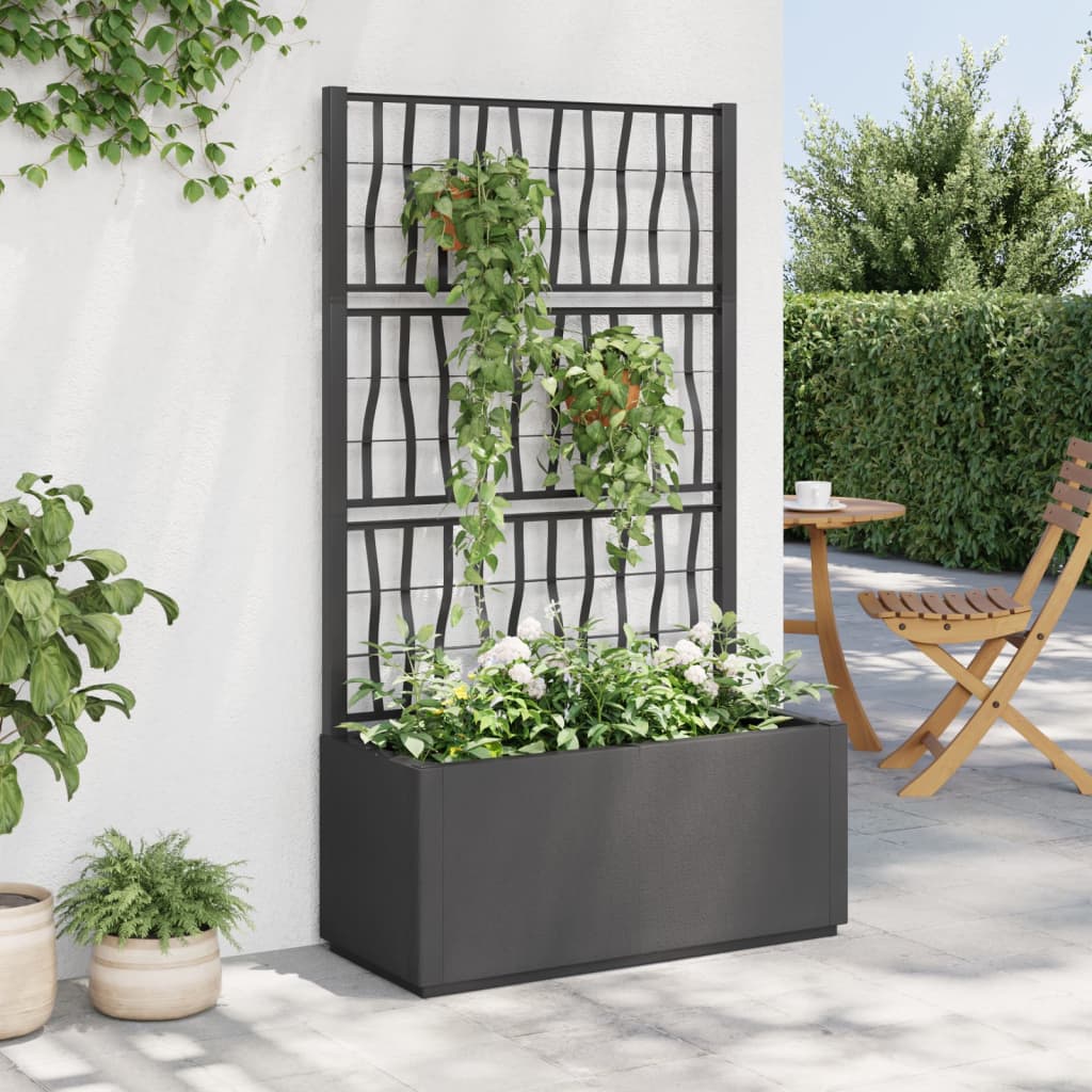 Fioriera da Giardino con Traliccio Grigio Scuro 80x36x140 cm PPcod mxl 115874