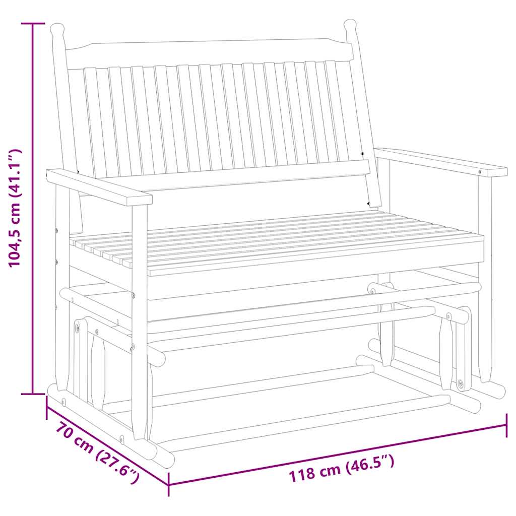 Panca a Dondolo Nera 118x70x104,5cm in Legno Massello di Pioppo 4008866