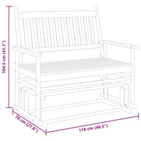 Panca a Dondolo Nera 118x70x104,5cm in Legno Massello di Pioppo 4008866