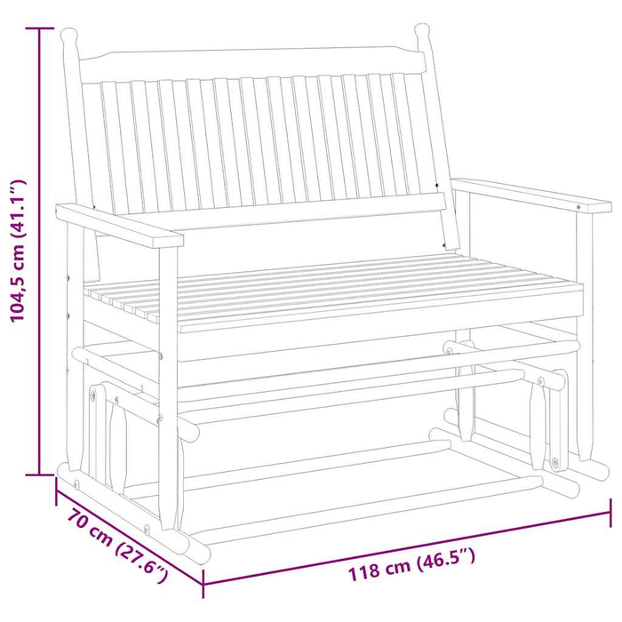 Panca a Dondolo Nera 118x70x104,5cm in Legno Massello di Pioppo 4008866