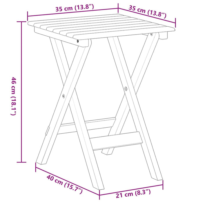 Tavolino Laterale Pieghevole Marrone Legno Massello di Pioppo 4008872