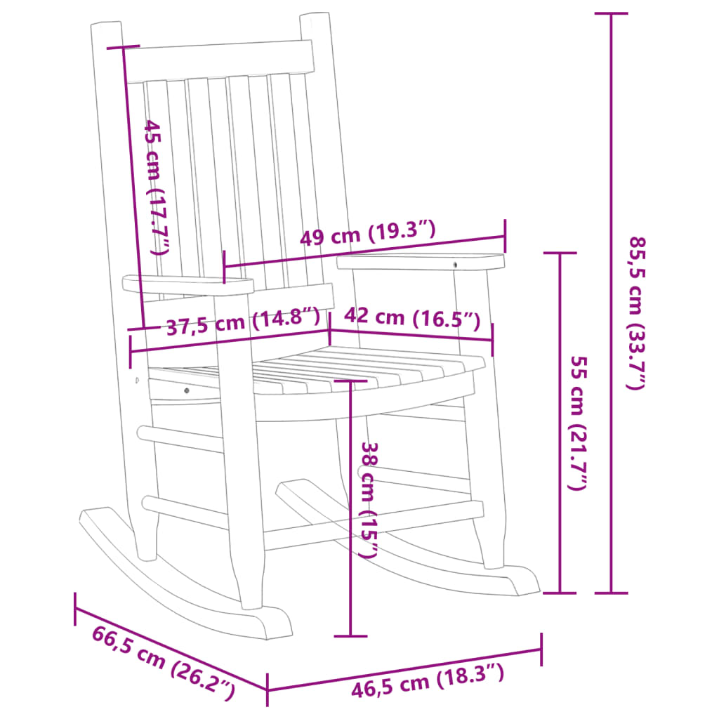 Sedia a Dondolo per Bambini Marrone in Legno Massello di Pioppo 4008876