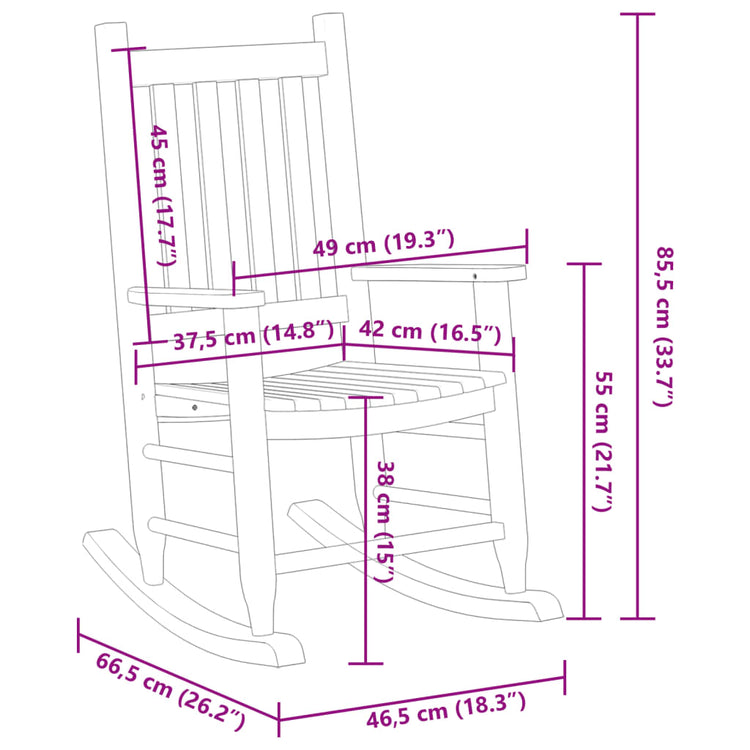 Sedia a Dondolo per Bambini Marrone in Legno Massello di Pioppo 4008876