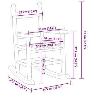 Sedia a Dondolo per Bambini nera in Legno Massello di Pioppo 4008879