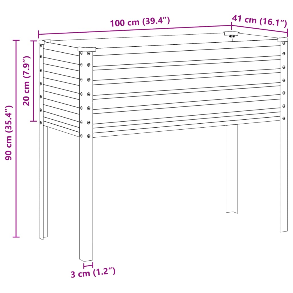 Fioriera da Giardino Grigia 100x41x90 cm in Acciaio 4008970