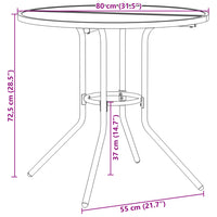 Tavolo Patio Rotondo Antracite Ø80x72,5 cm Acciaio Verniciato 4009263