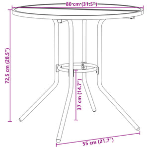 Tavolo Patio Rotondo Antracite Ø80x72,5 cm Acciaio Verniciato 4009263