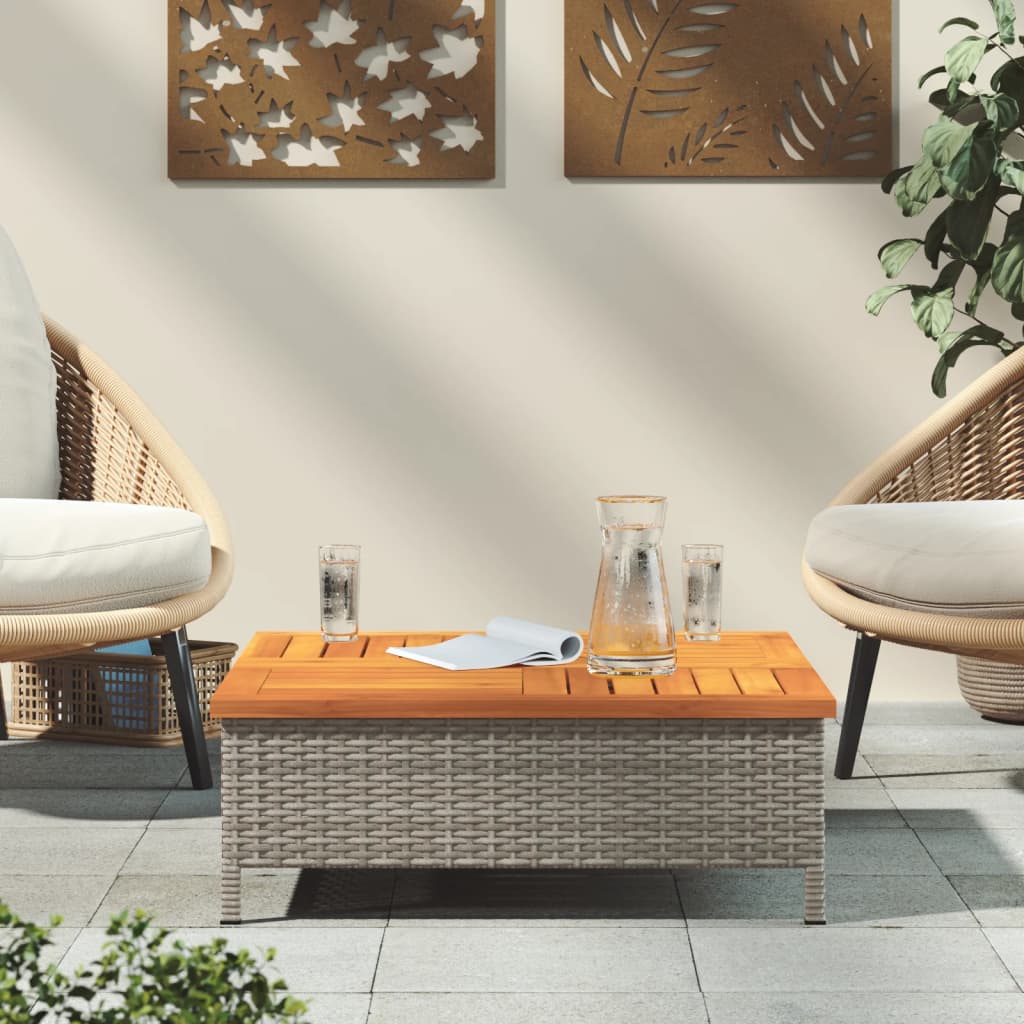 Tavolo da Giardino Grigio 70x70x25cm Rattan e Legno di Acaciacod mxl 112223