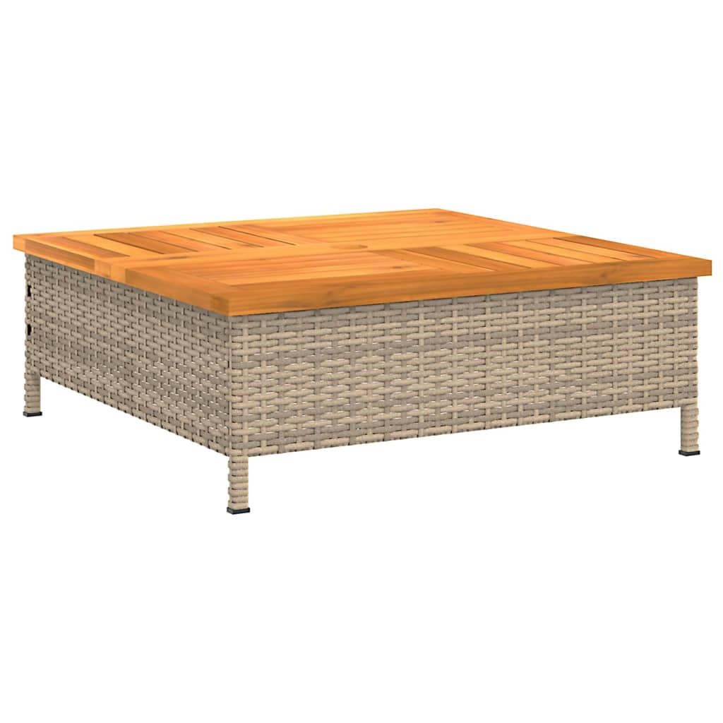 Tavolo da Giardino Beige 70x70x25cm in Rattan e Legno di Acaciacod mxl 88212