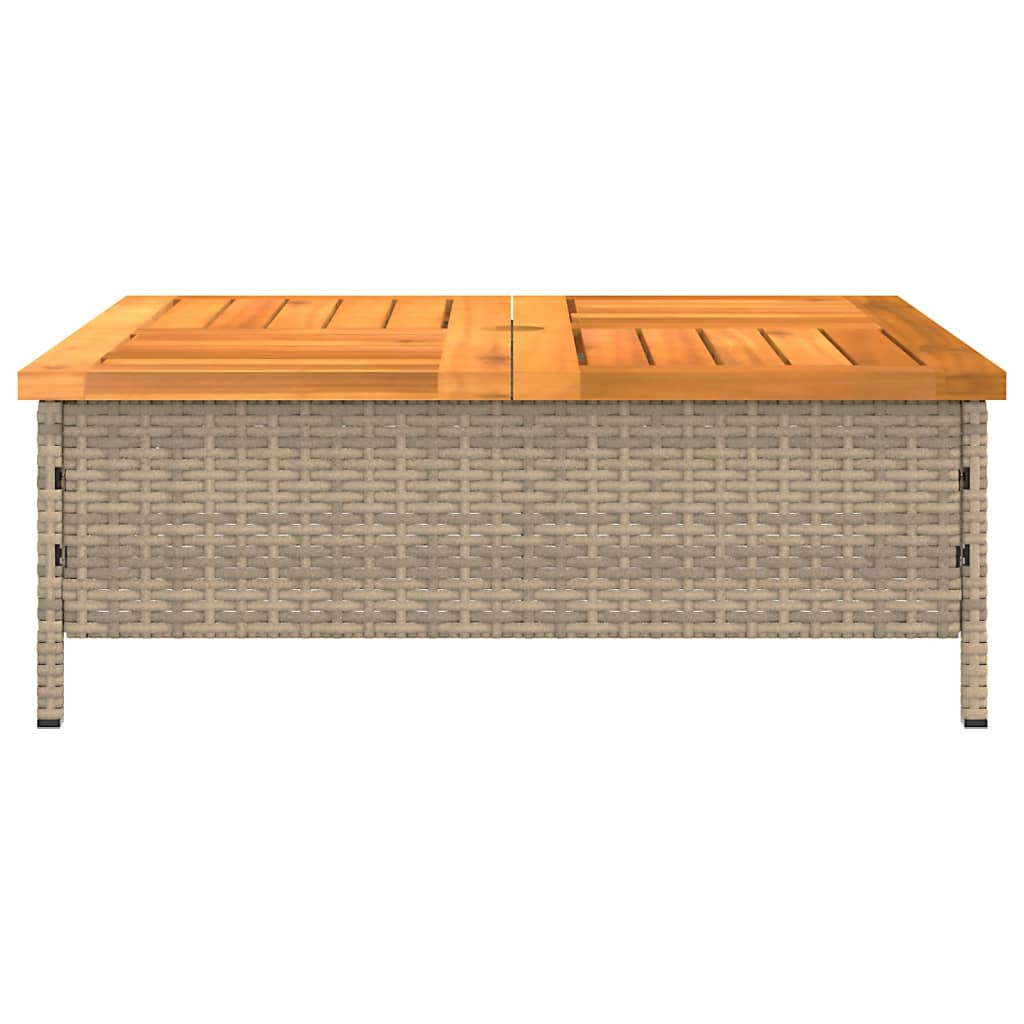 Tavolo da Giardino Beige 70x70x25cm in Rattan e Legno di Acacia 3281631