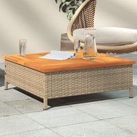 Tavolo da Giardino Beige 70x70x25cm in Rattan e Legno di Acacia 3281631