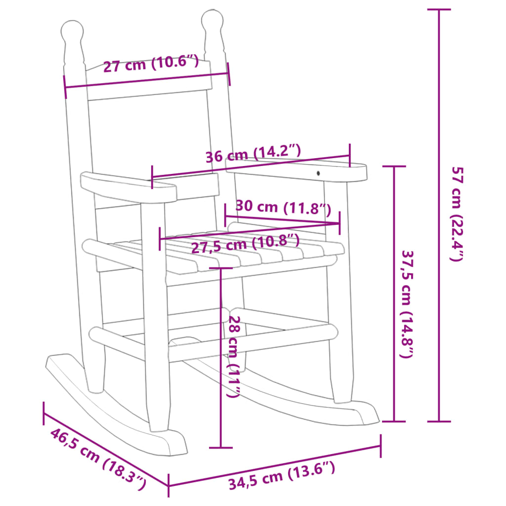 Sedie a Dondolo per Bambini 2 pz Marrone Legno Massello Pioppo 3281599