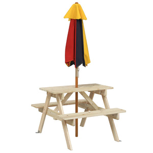 Tavolo da Picnic per 4 Bambini con Ombrellone Legno di Abete 3281613