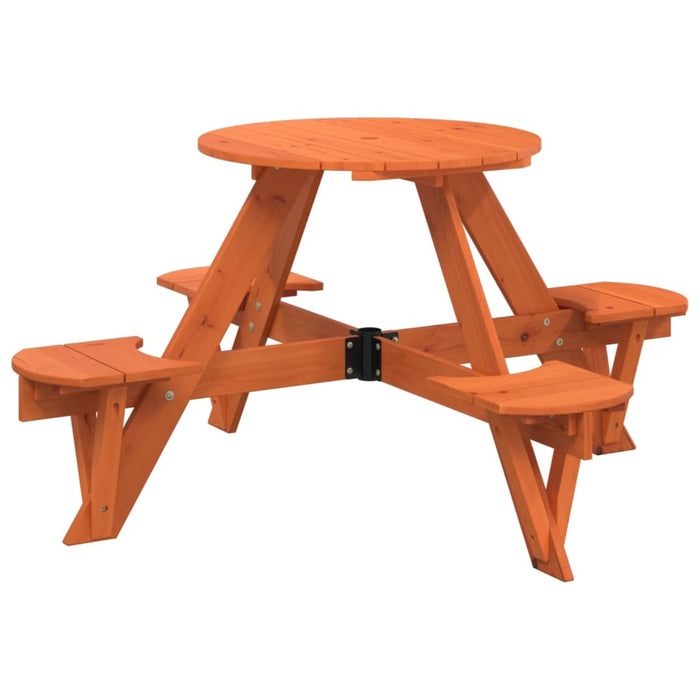 Tavolo Picnic per 4 Bambini con Ombrellone Rotondo Legno Abete 3281624