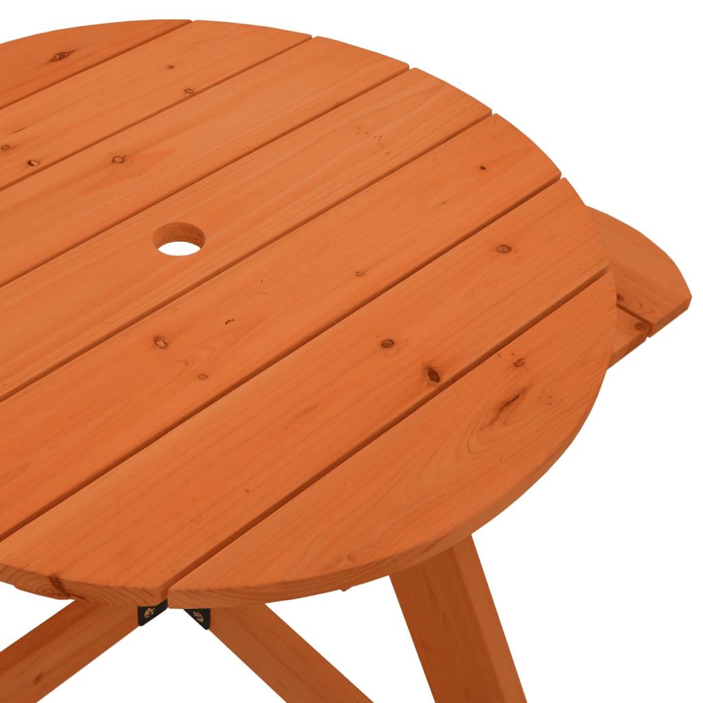 Tavolo Picnic per 4 Bambini con Ombrellone Rotondo Legno Abete 3281624