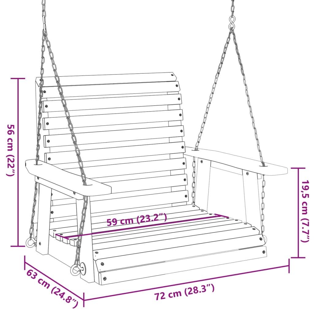 Dondolo da Giardino Catene in Metallo Nero in Legno di Abete 4008980