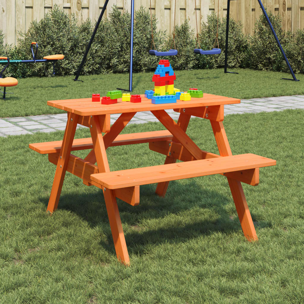 Tavolo da Picnic per 4 Bambini con Foro Ombrellone Legno Abete 4008984