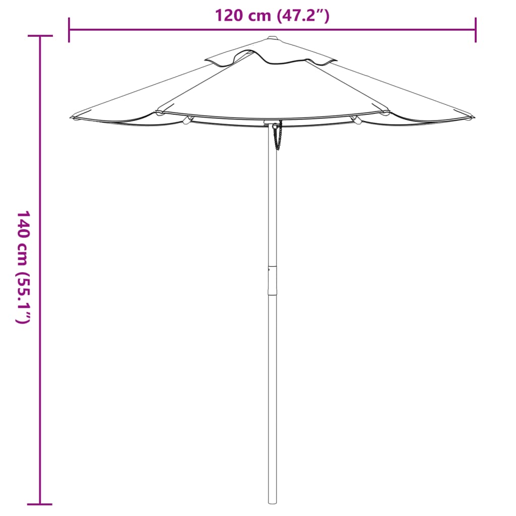 Ombrellone da Giardino per Bambini con Palo in Legno Ø120x140cm 4008989