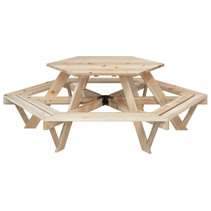 Tavolo da Picnic per 6 Bambini con Panche Esagonale Legno Abete 4008993