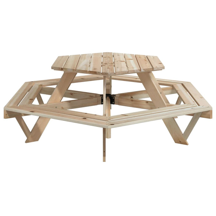 Tavolo da Picnic per 6 Bambini con Panche Esagonale Legno Abete 4008993