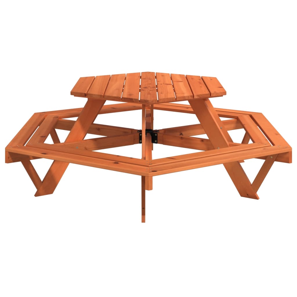 Tavolo da Picnic per 6 Bambini con Panche Esagonale Legno Abete 4008994