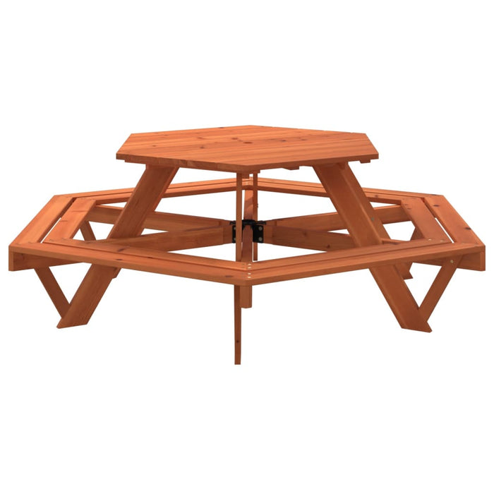 Tavolo da Picnic per 6 Bambini con Panche Esagonale Legno Abete 4008994