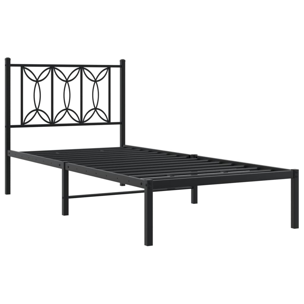 Giroletto con Testiera in Metallo Nero 75x190 cm 376118