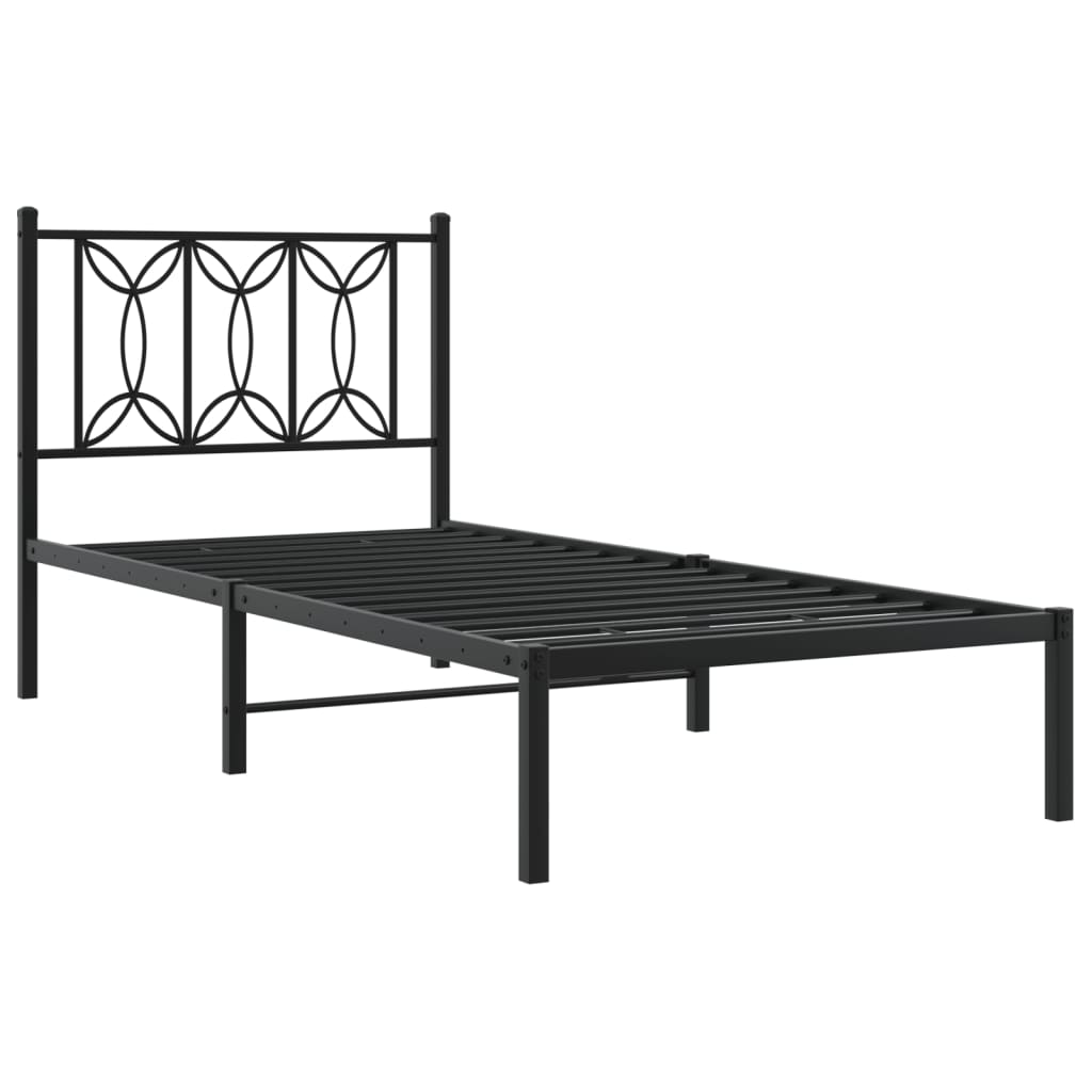 Giroletto con Testiera in Metallo Nero 80x200 cm 376119