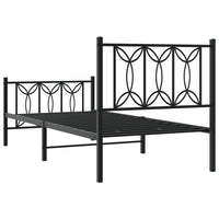 Giroletto con Testiera e Pediera Metallo Nero 75x190 cm 376136