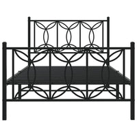 Giroletto con Testiera e Pediera Metallo Nero 107x203 cm 376142