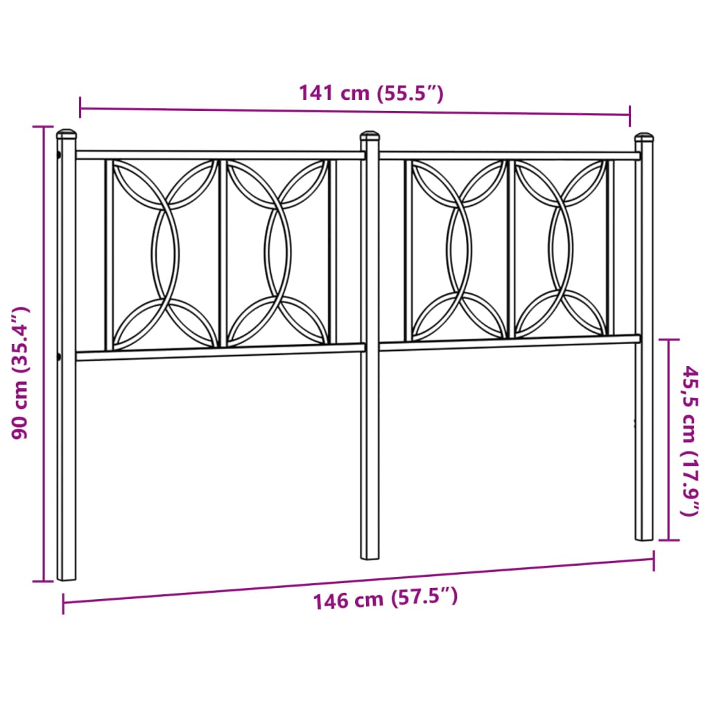 Testiera in Metallo Nero 140 cm 376161