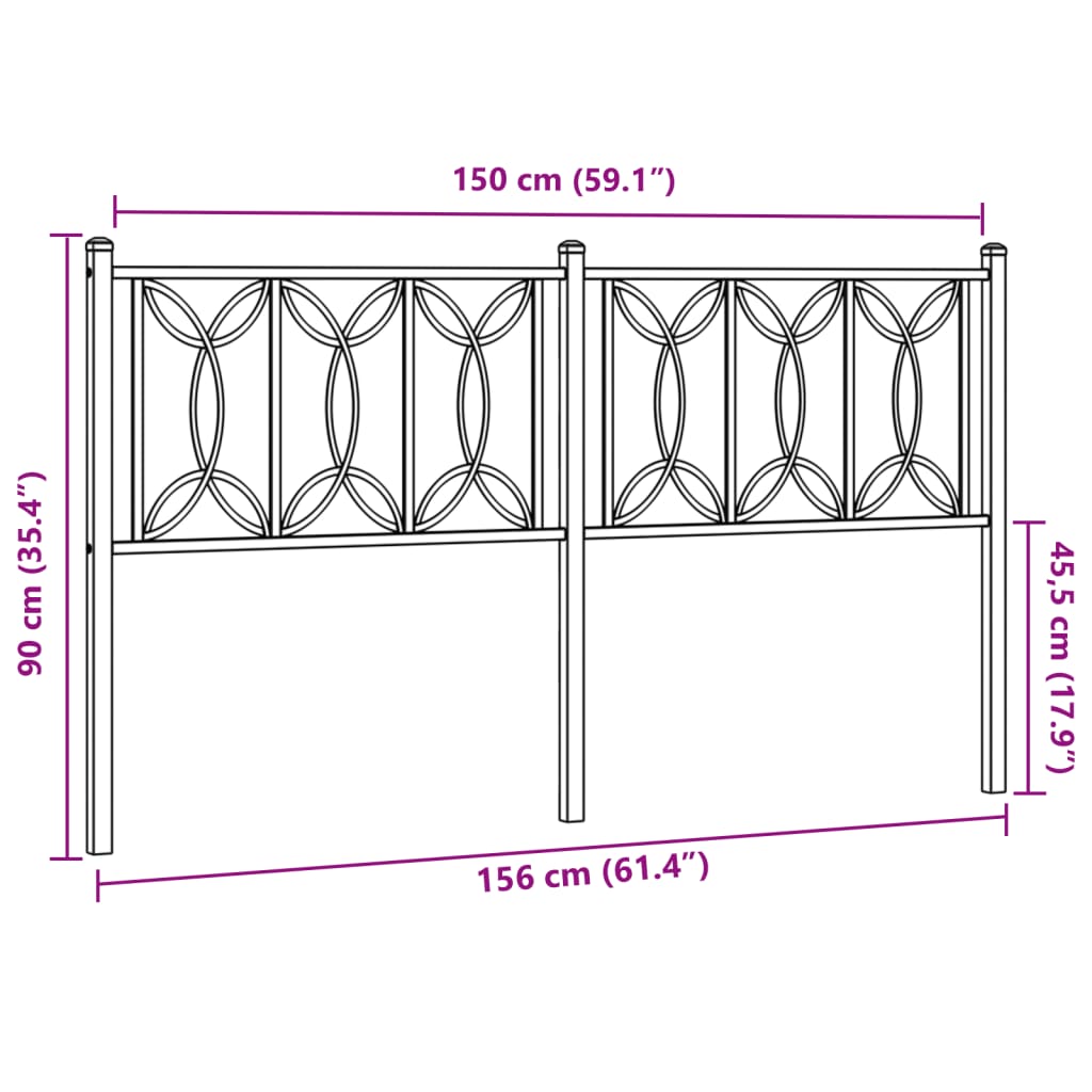 Testiera in Metallo Nero 150 cm 376162