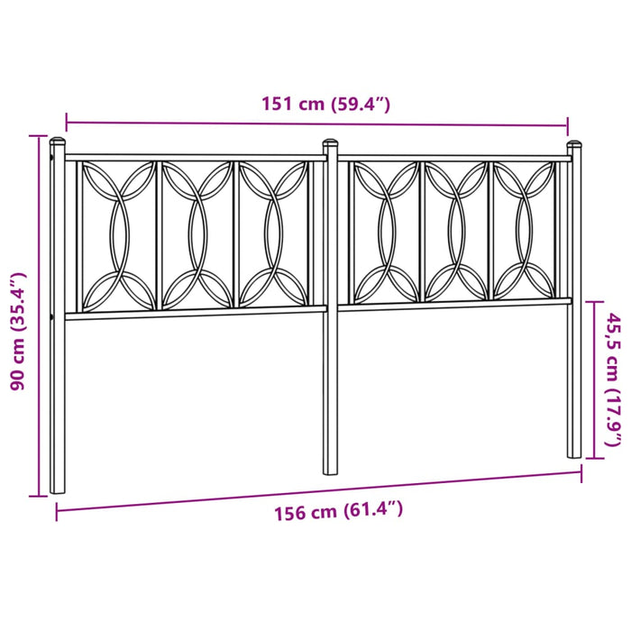 Testiera in Metallo Nero 150 cm 376162