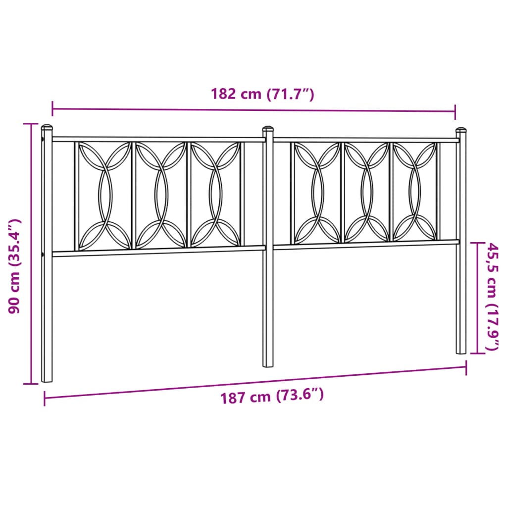 Testiera in Metallo Nero 180 cm 376164