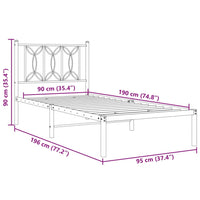 Giroletto con Testiera Metallo Bianco 90x190 cm 376169