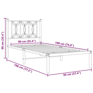 Giroletto con Testiera Metallo Bianco 90x190 cm 376169