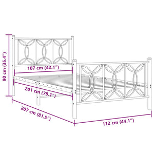 Giroletto con Testiera e Pediera Metallo Bianco 107x203 cm 376191