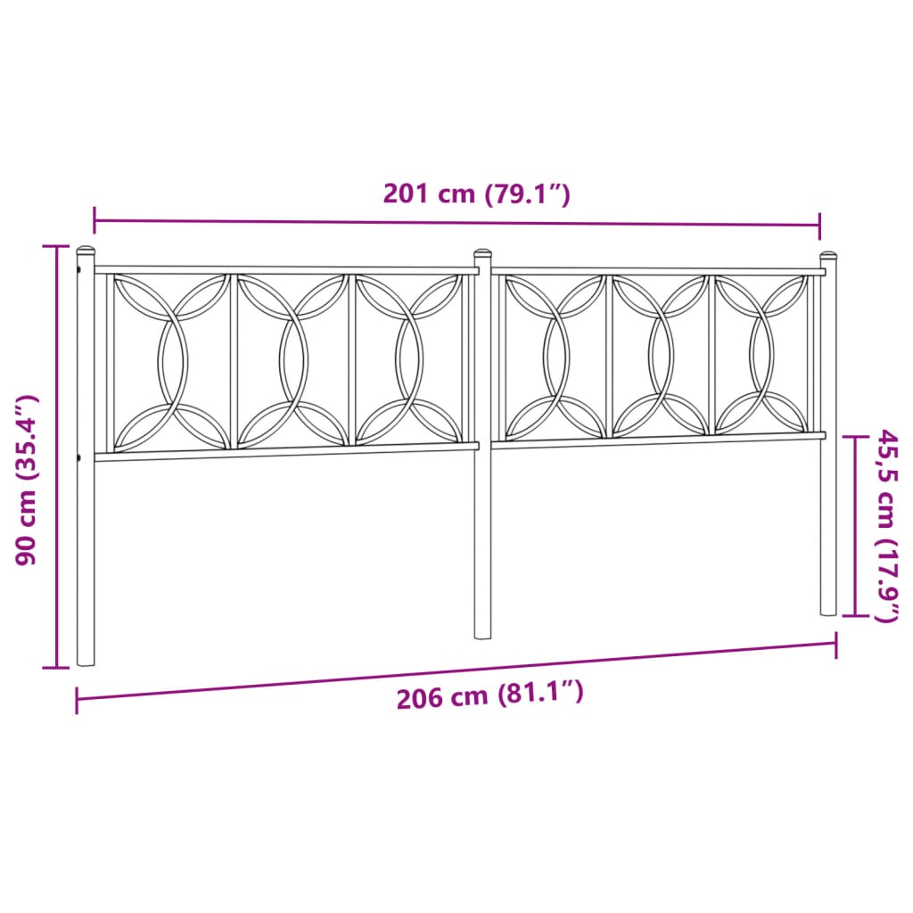 Testiera in Metallo Bianco 200 cm 376215