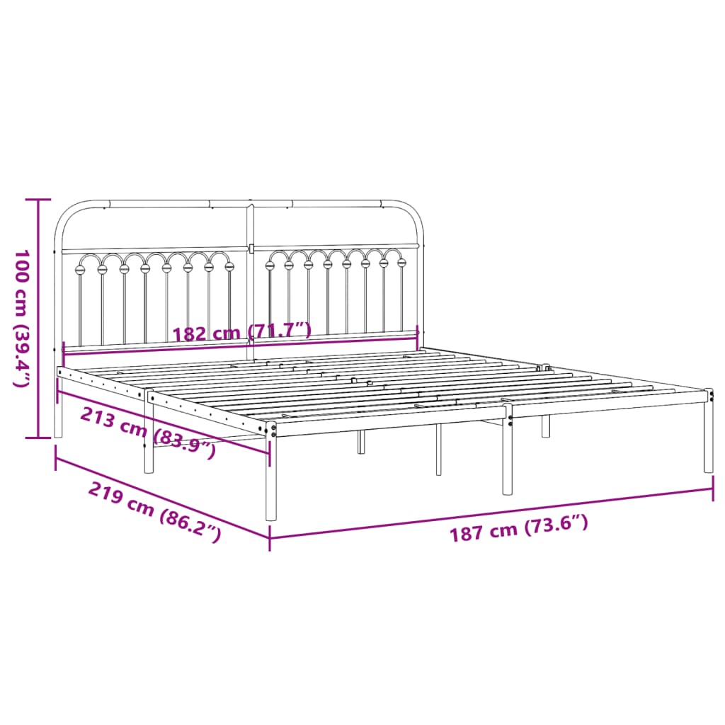 Giroletto con Testiera Metallo Bianco 183x213 cm 376654