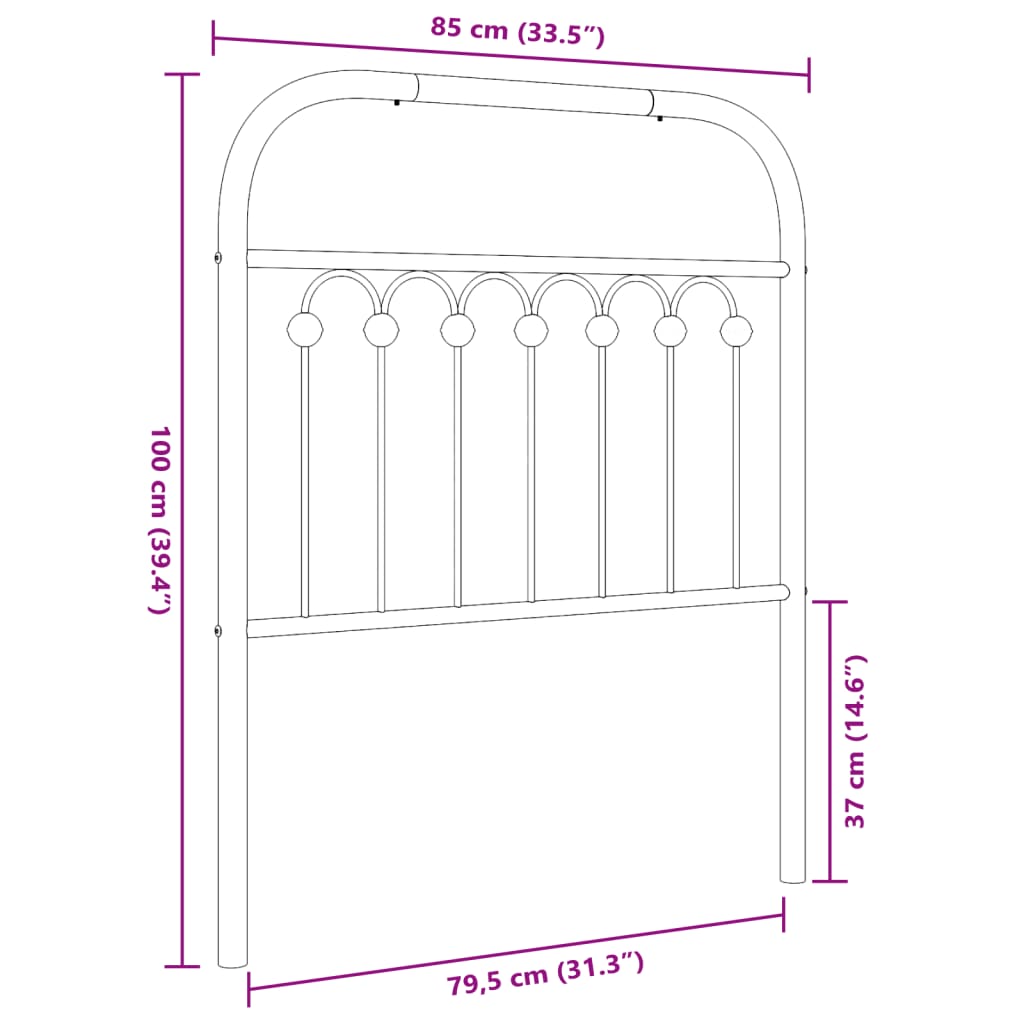 Testiera in Metallo Bianco 80 cm 376676